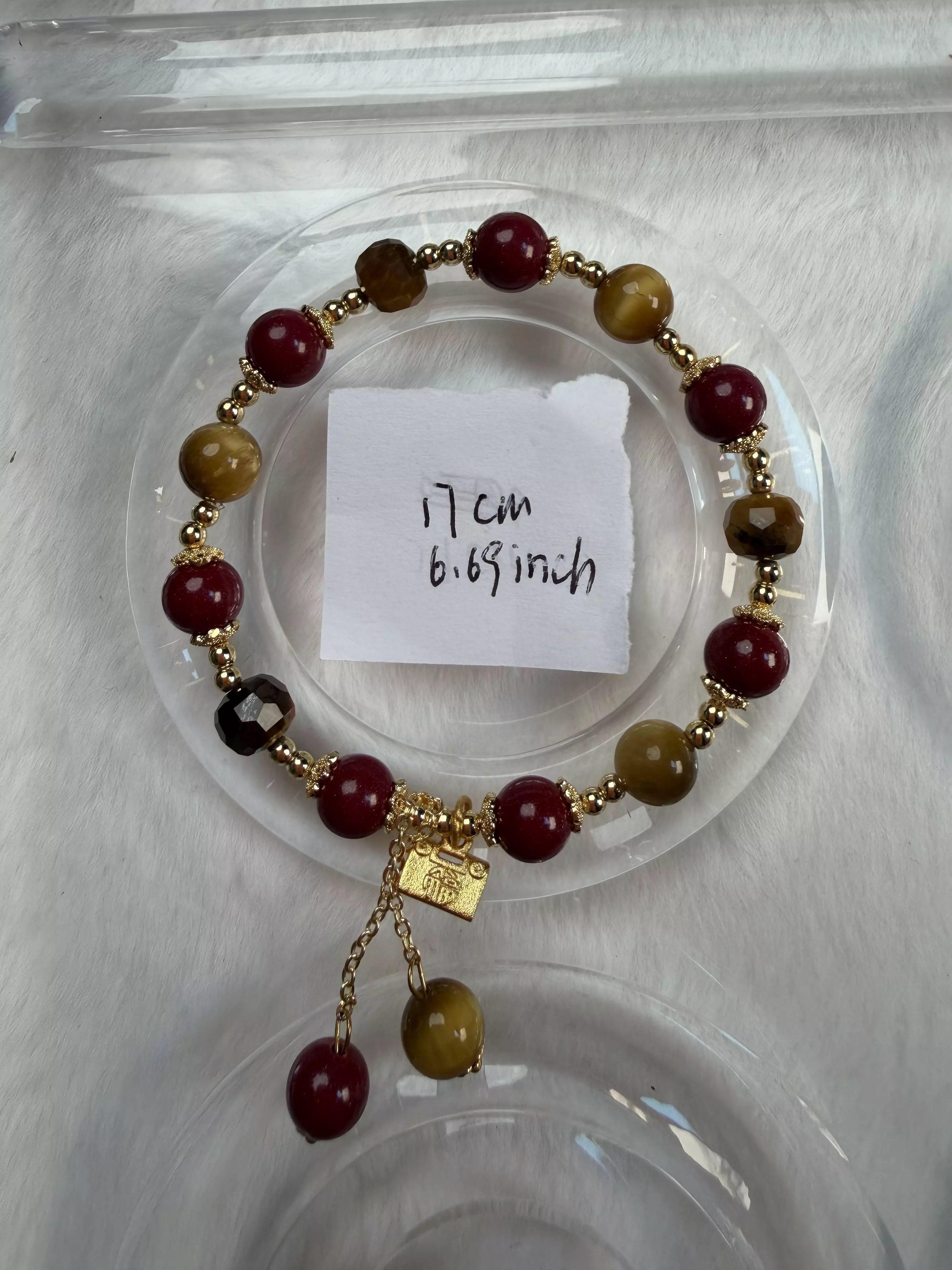 plant/Natural Tiger's Eye & Cinnabar Beaded Bracelet -CC2509A015-0
