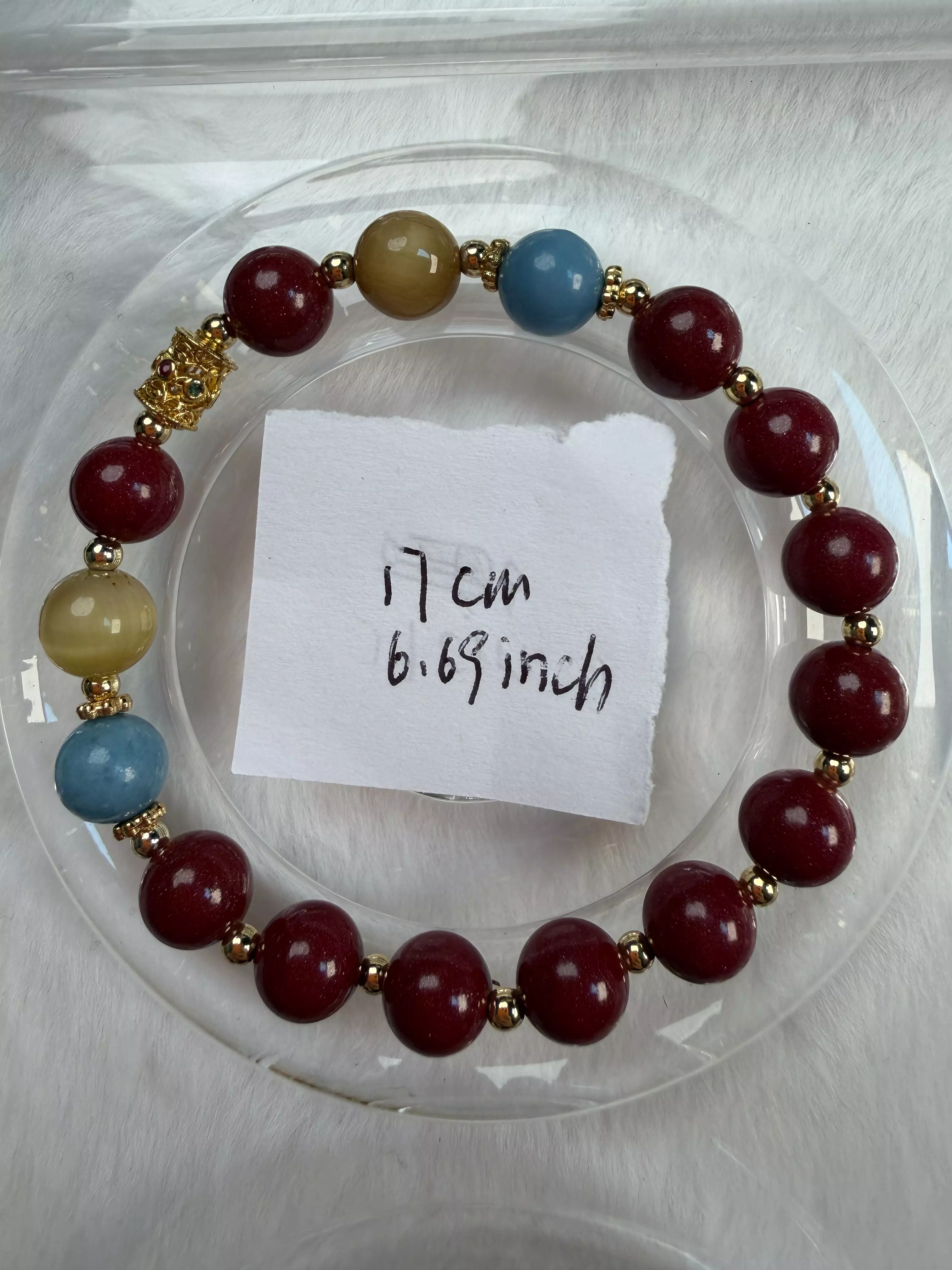 plant/Natural Tiger's Eye, Amazonite, and Cinnabar Beaded Bracelet-0