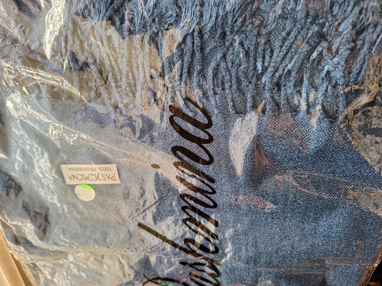 plant/100% Pure Pashmina Scarf Vibrant Blue-1