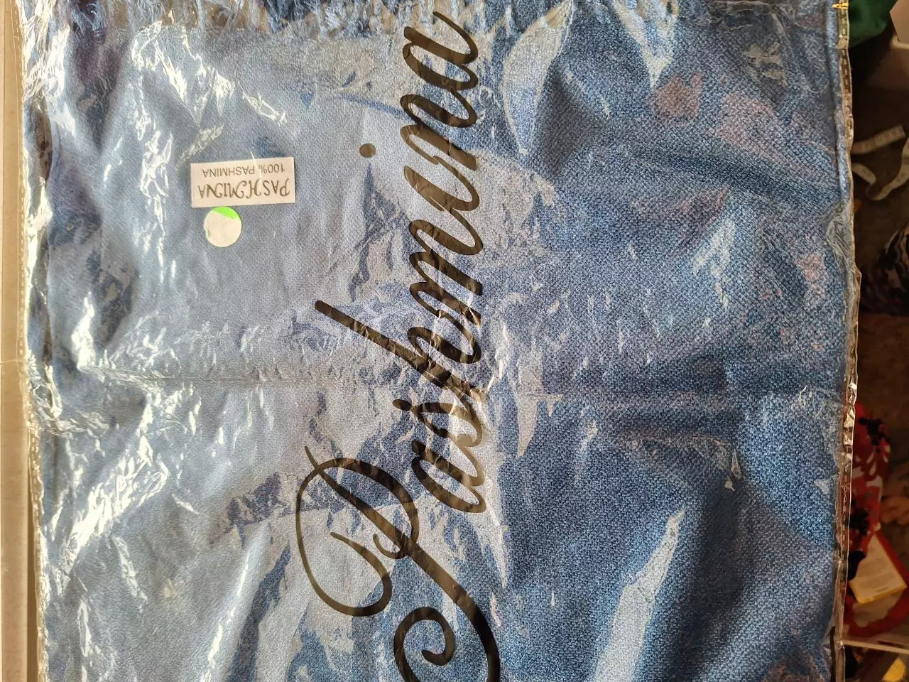 plant/100% Pure Pashmina Scarf Vibrant Blue-0