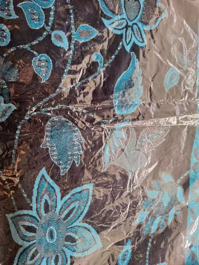 plant/70% Pashmina 30% Silk Scarf Black with Blue Flowers-3-thumbnail