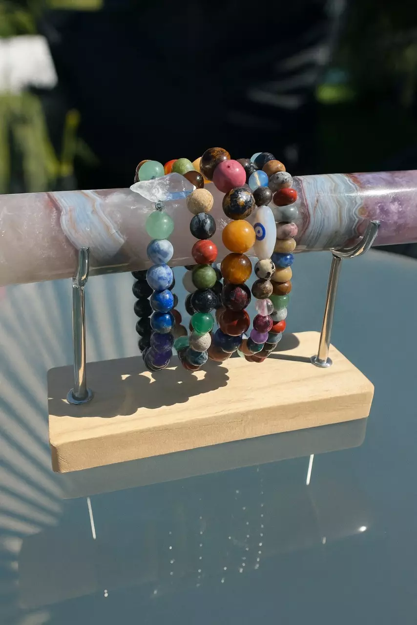 plant/mix stone 6mm w/evil eye accent (handmade)-1