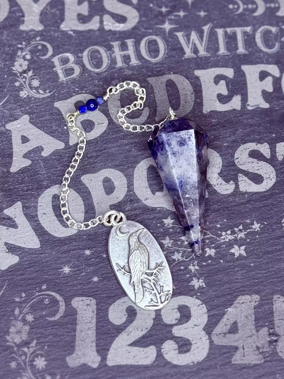 plant/Sodalite pendulum with lapis beads-0