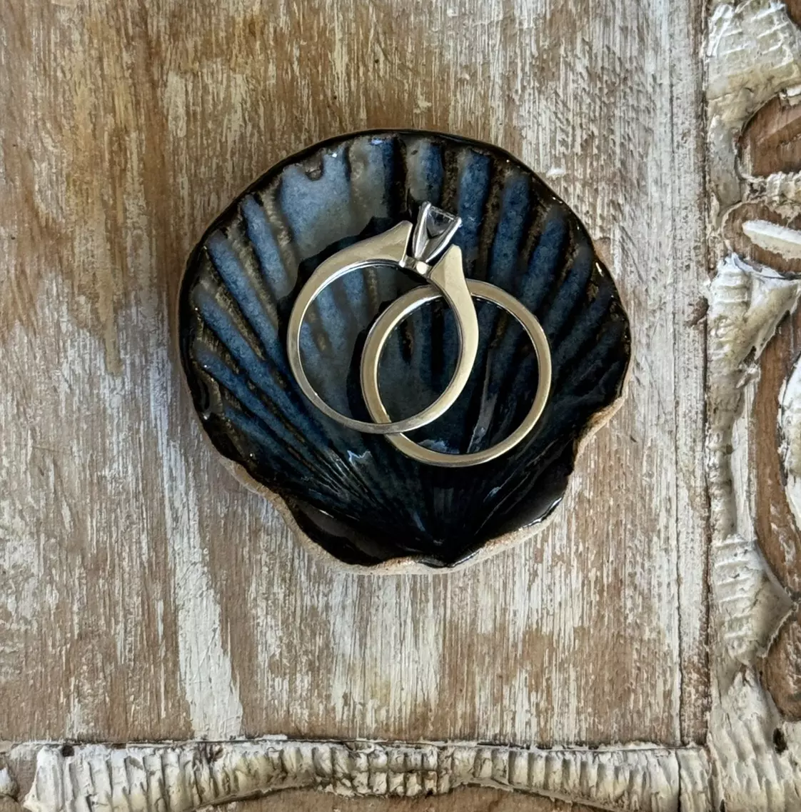 plant/Seashell Ring Dish - Dark Blue Mini-0