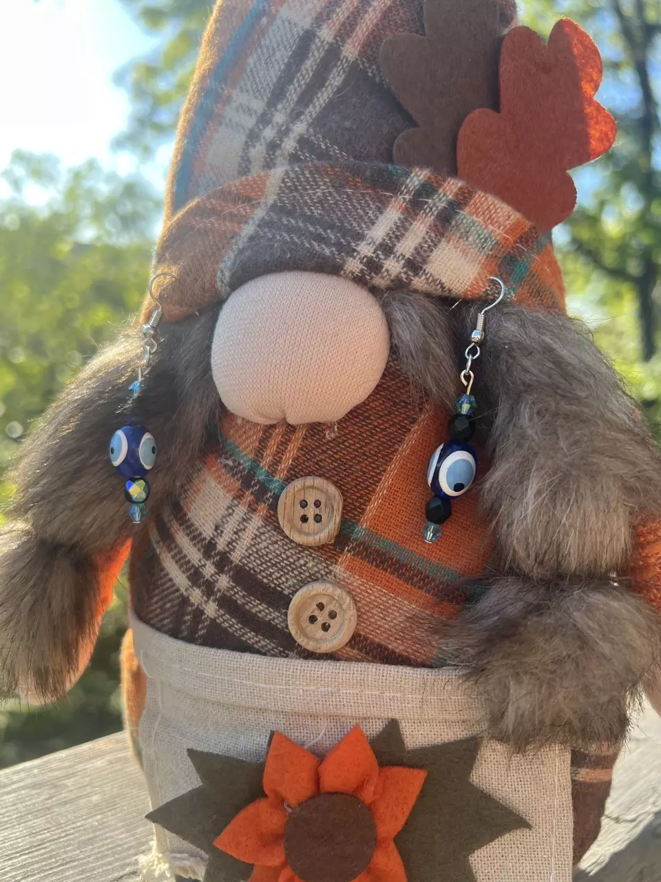 plant/Handmade Evil Eye Earrings-1