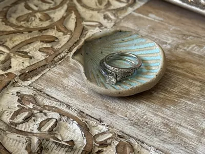 plant/Seashell Ring Dish - Light Blue mini-1-thumbnail