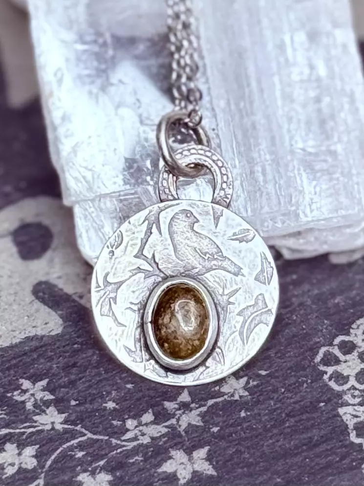 plant/Bronzite crow energy pendant/talisman-0