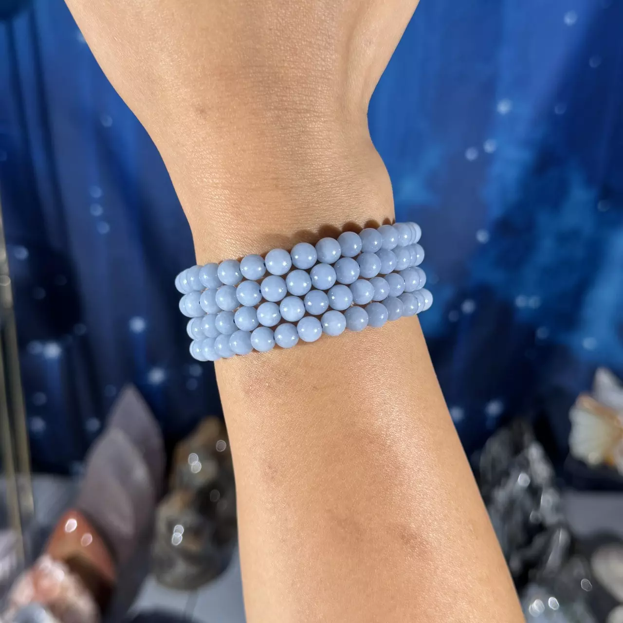 plant/One (1) Angelite stretchy bracelet | 6mm beads | 6.5" wrist-2