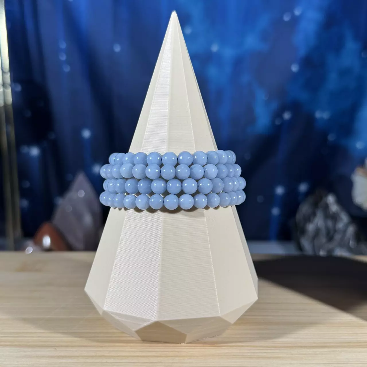 plant/One (1) Angelite stretchy bracelet | 6mm beads | 6.5" wrist-0