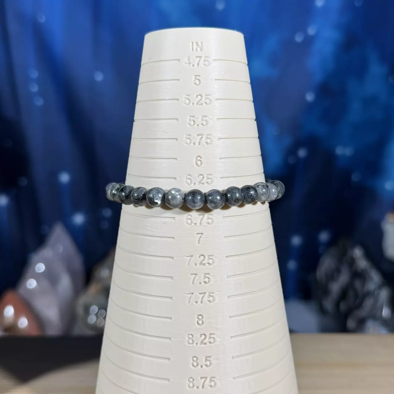 plant/One (1) Larvikite stretchy bracelet | 6mm beads | 6.5" wrist-1