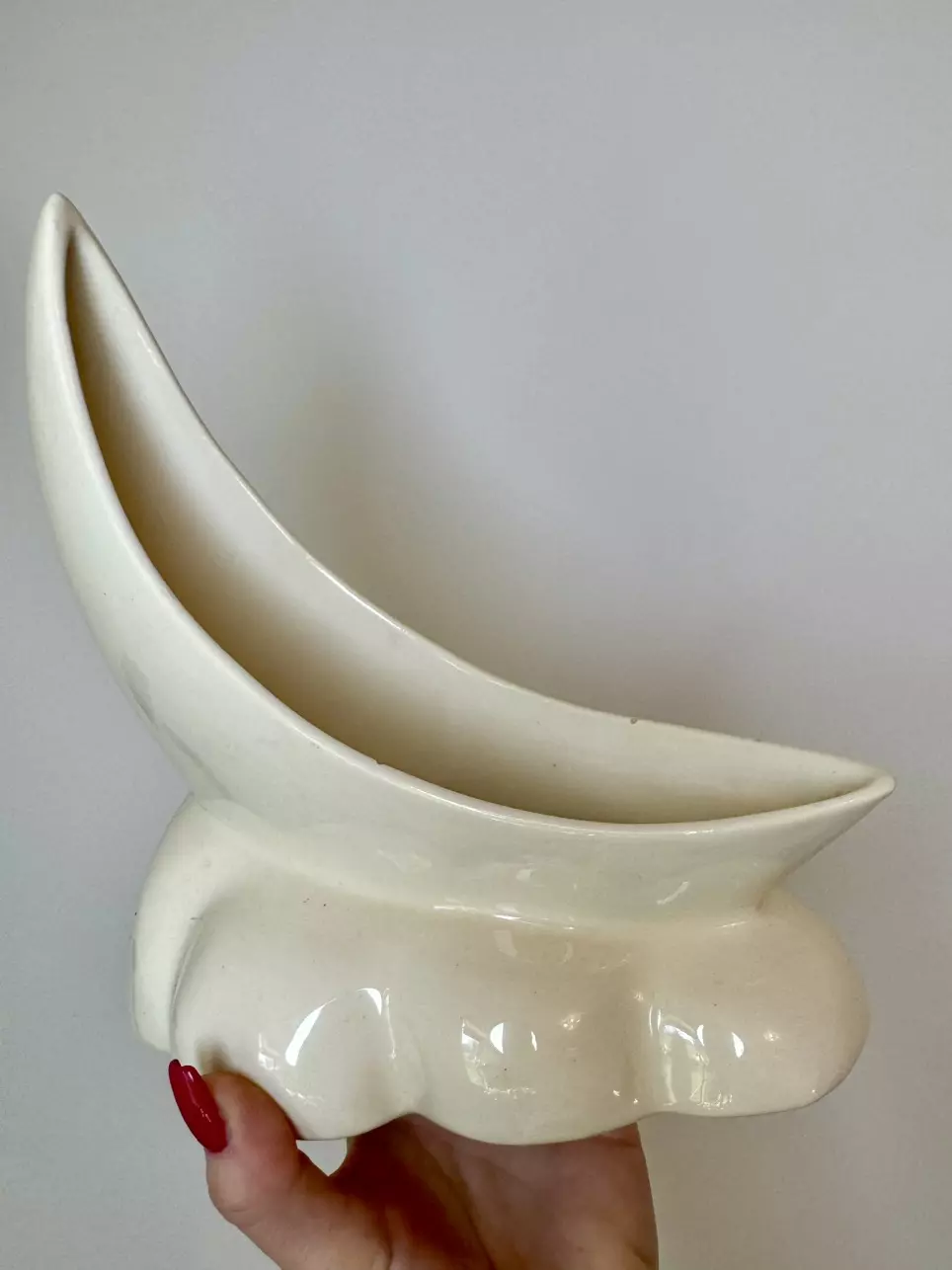 plant/Vintage Ceramic Crescent Planter-1
