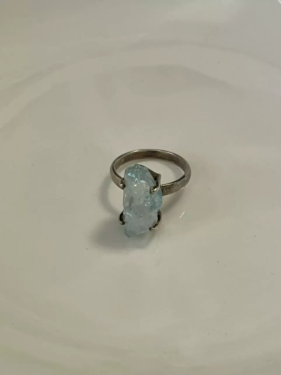 plant/size 7 blue stone sterling silver ring-0