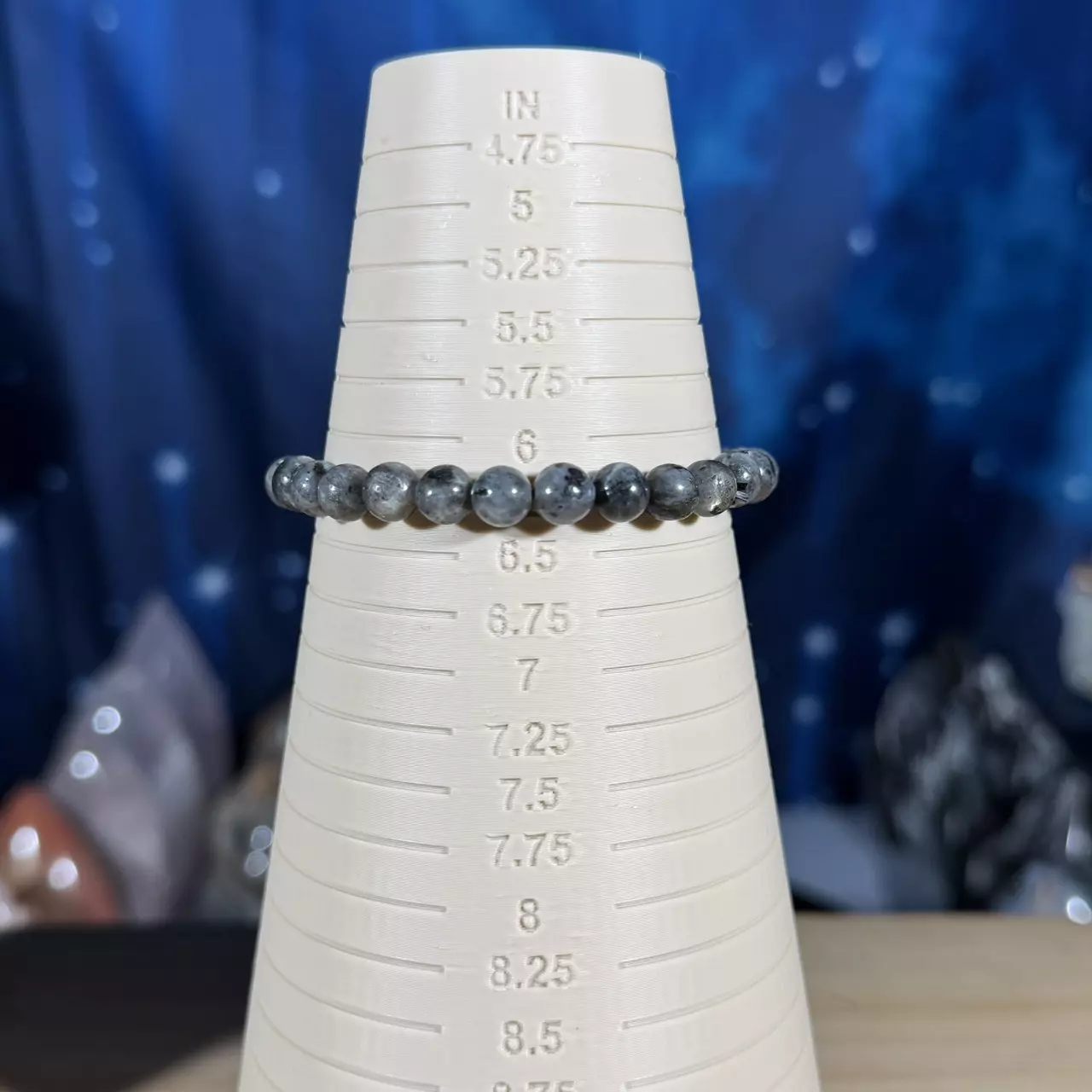 plant/One (1) Larvikite stretchy bracelet | 6mm beads | 6.25" wrist-1
