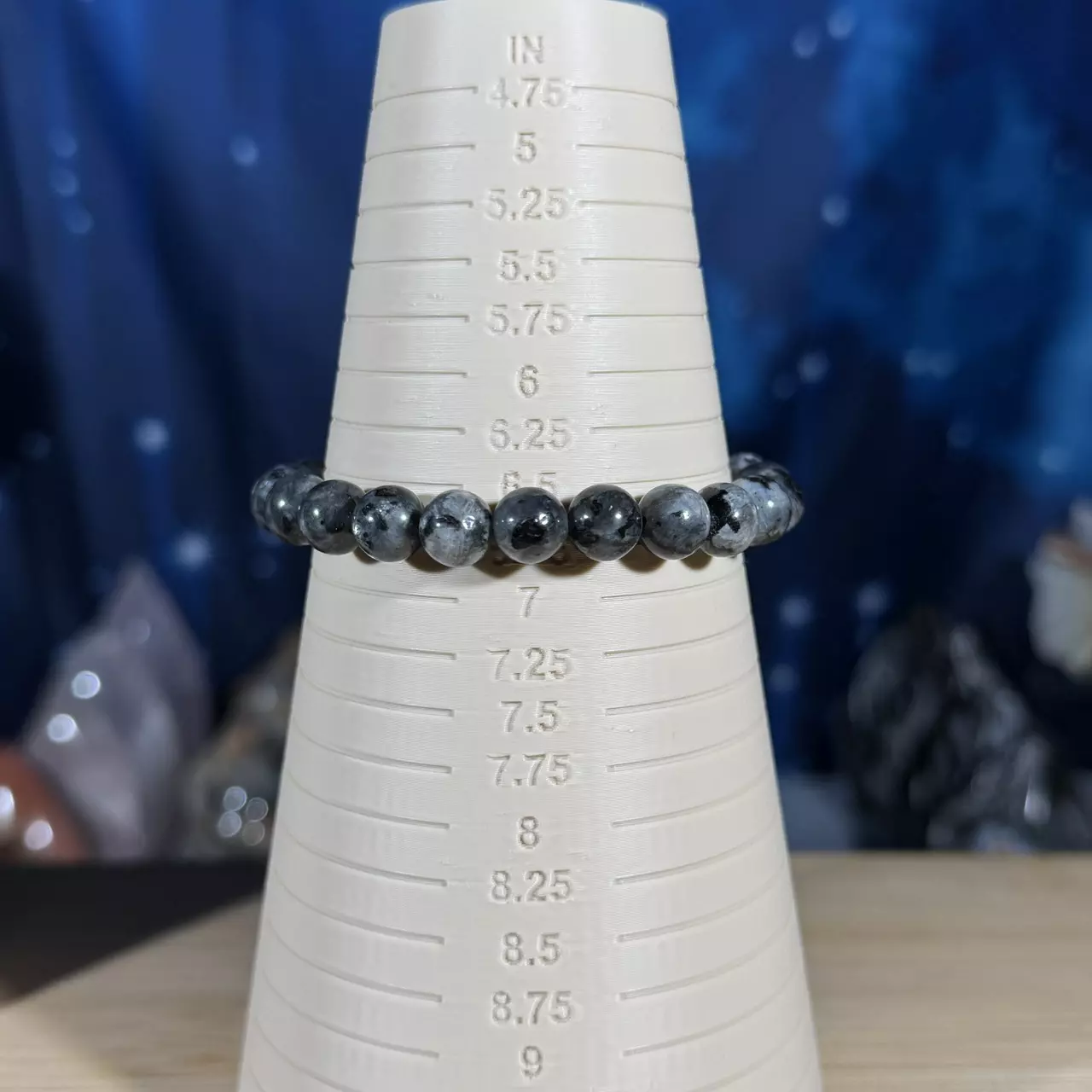 plant/One (1) Larvikite stretchy bracelet | 8mm beads | 6.75" wrist-1