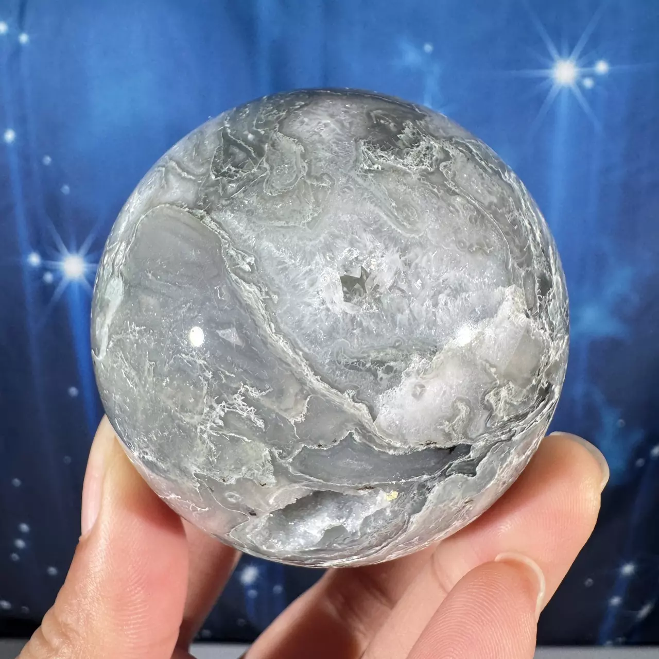 plant/Moss Agate sphere- 85a-7