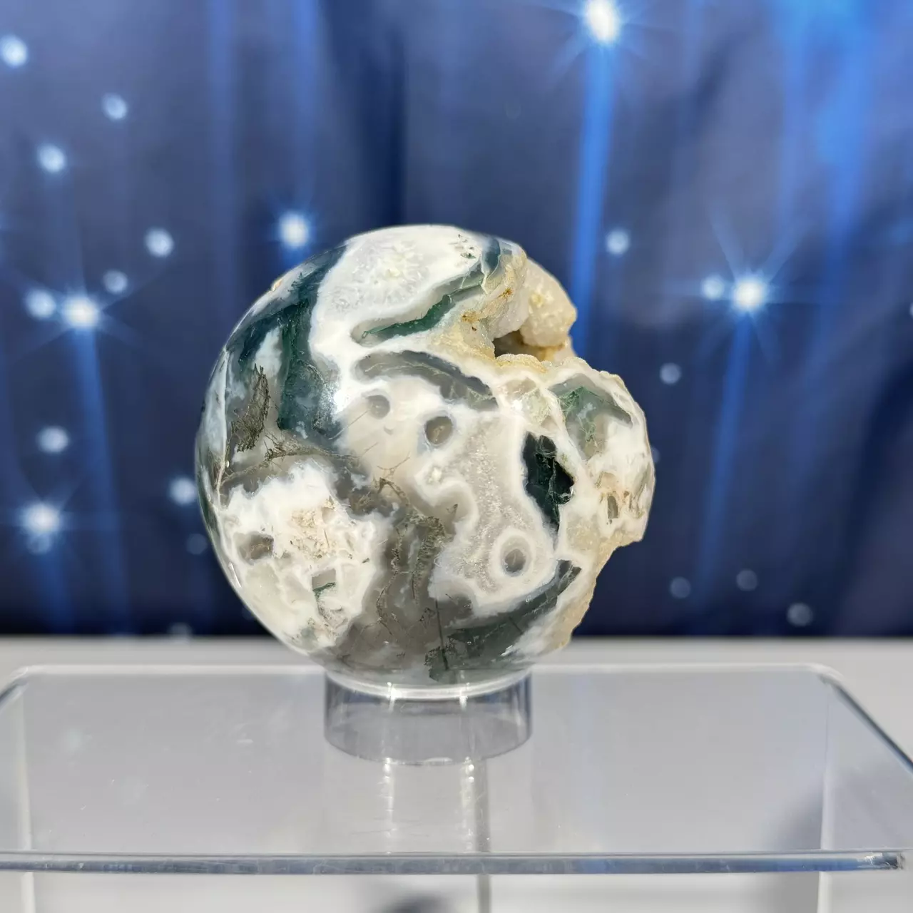 plant/Moss Agate sphere- 91b-1
