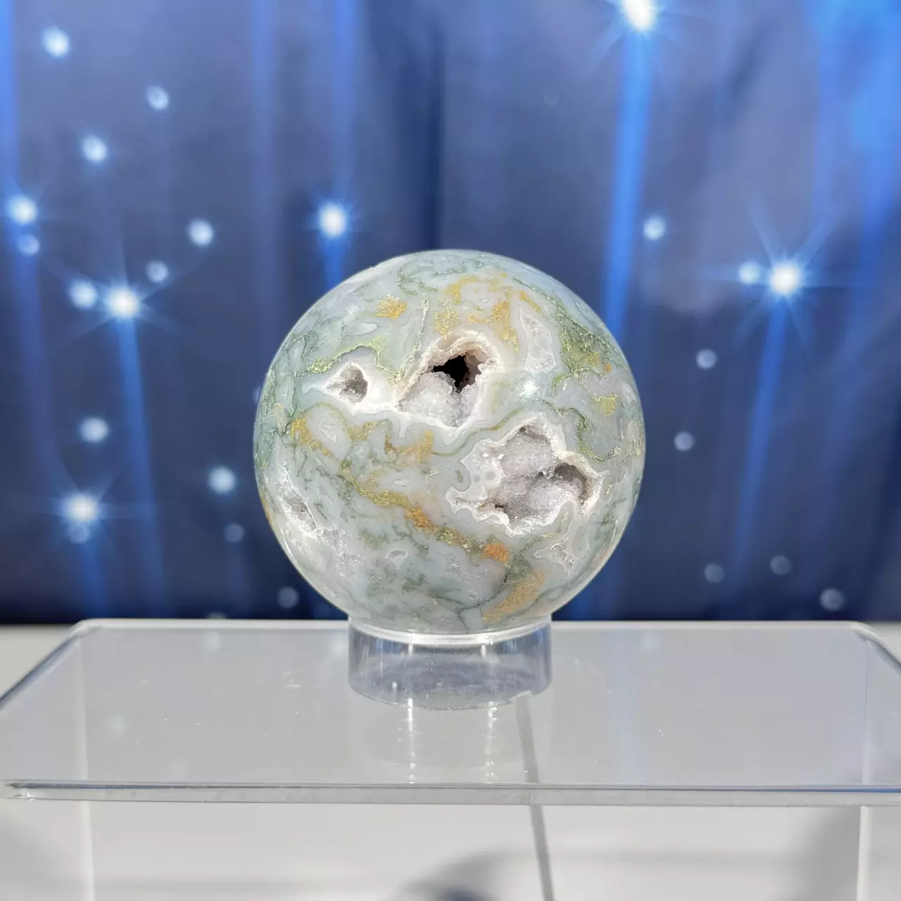 plant/Moss Agate sphere- 72a-0
