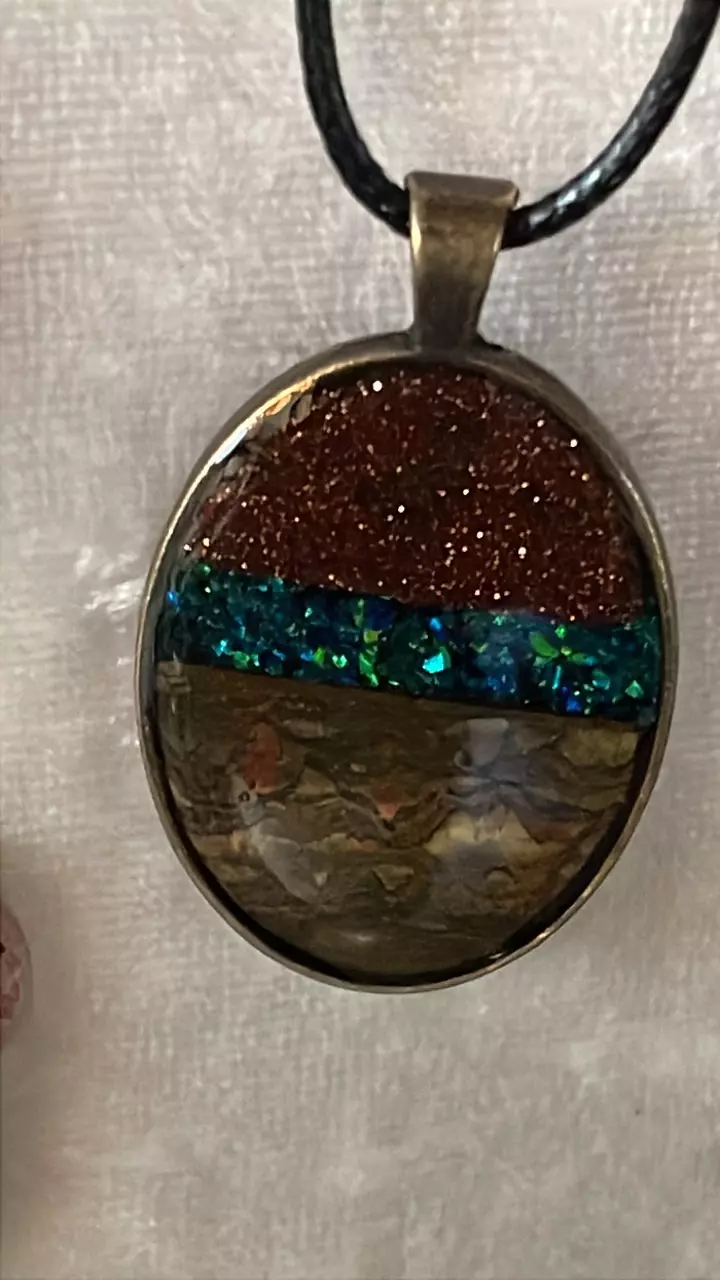 plant/Tiger-Eye , Gold Stone and Black Opal pendant-0