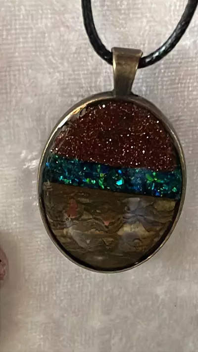 plant/Tiger-Eye , Gold Stone and Black Opal pendant-0-thumbnail