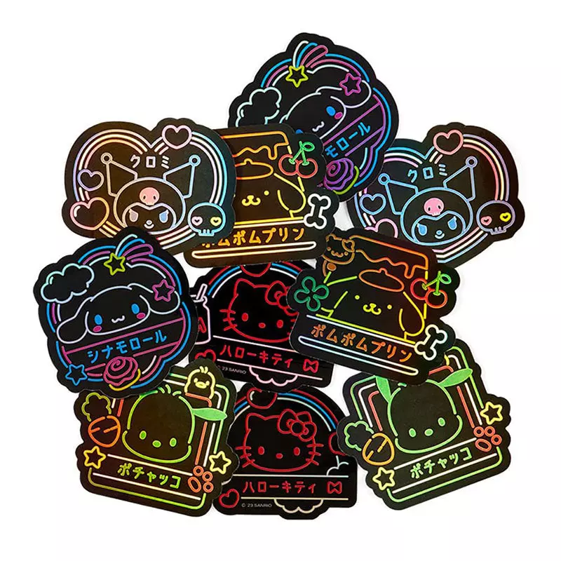 plant/Sanrio Vivid Neon 10-Piece Sticker Pack-0