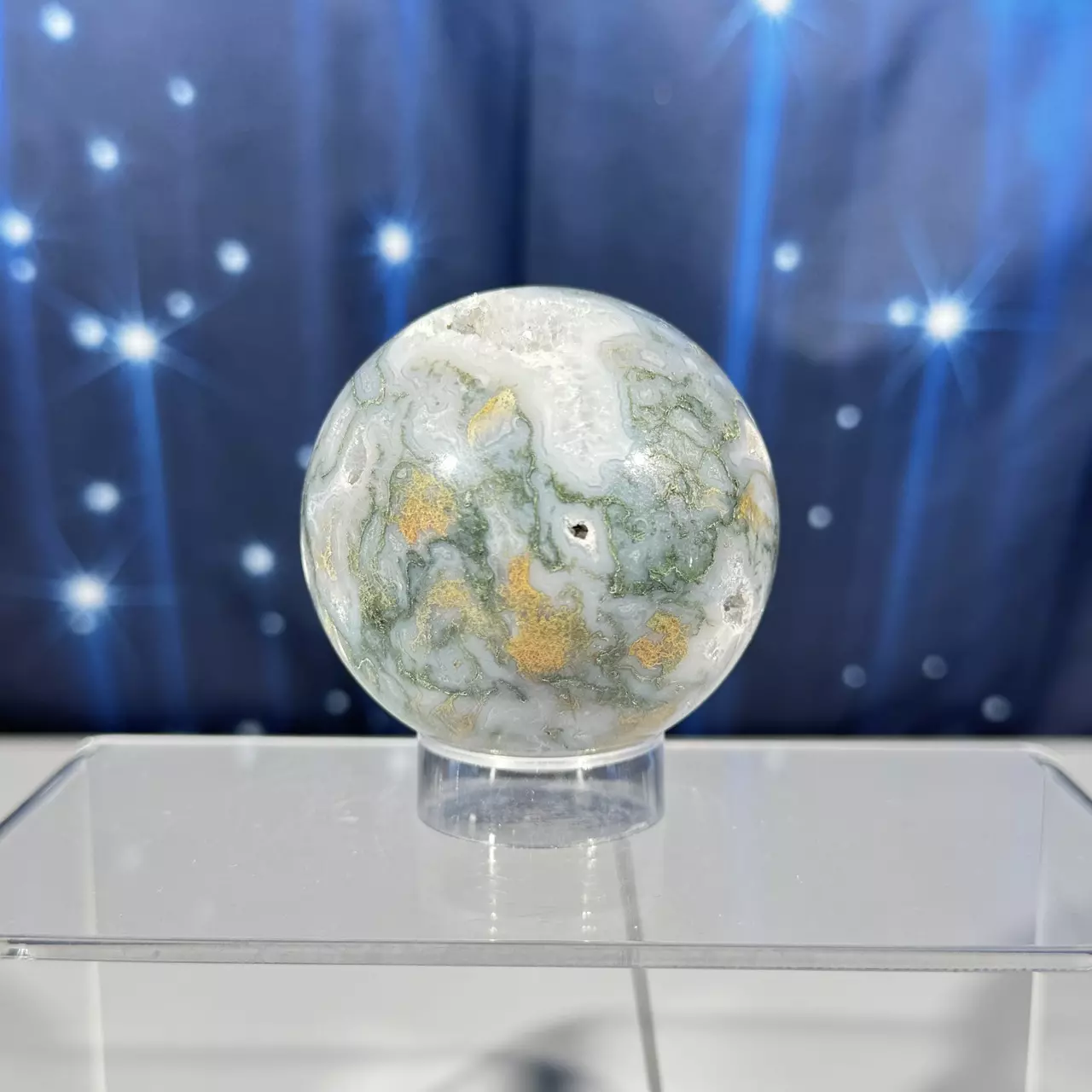 plant/Moss Agate sphere- 72a-1