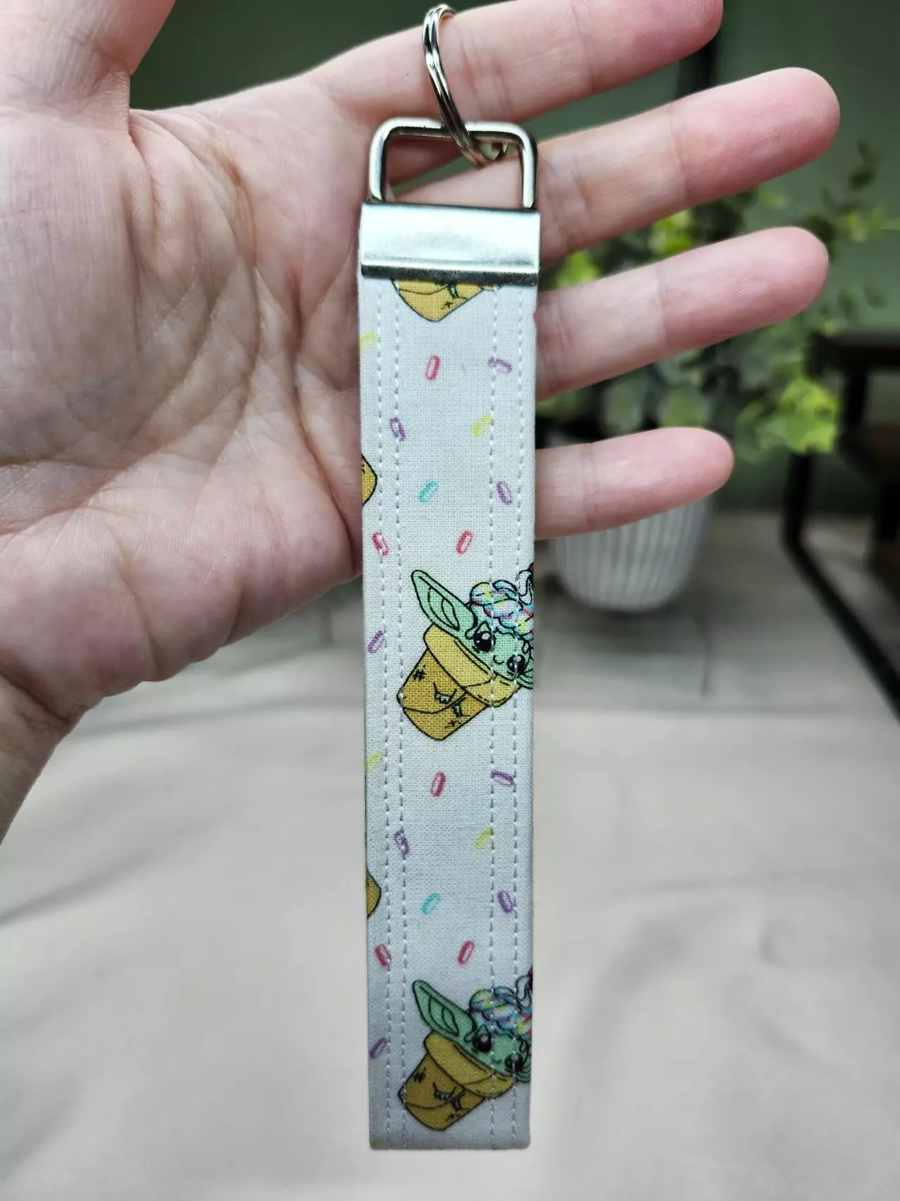 plant/Handmade Baby Yoda ice cream cone Keychain-0