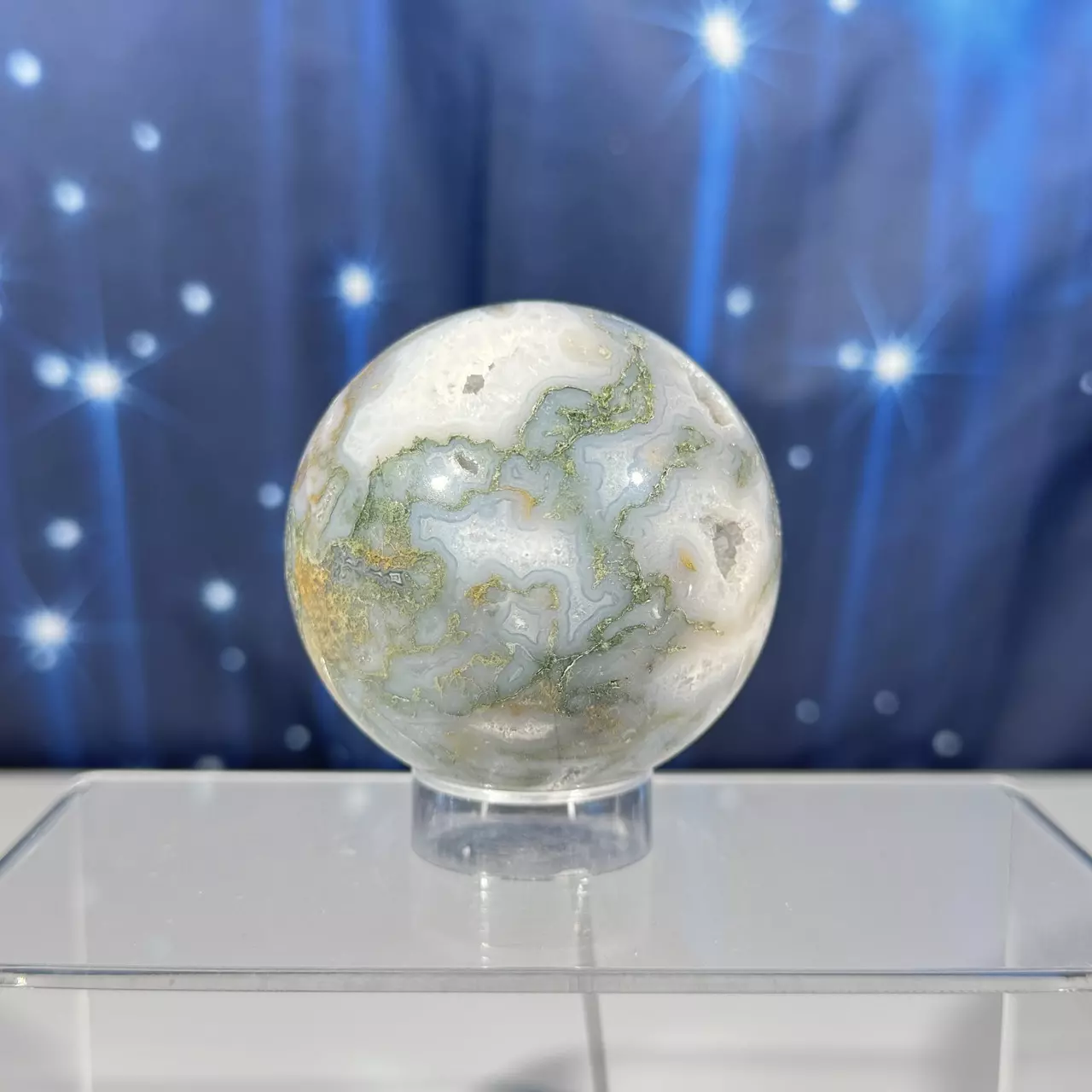 plant/Moss Agate sphere- 76c-1