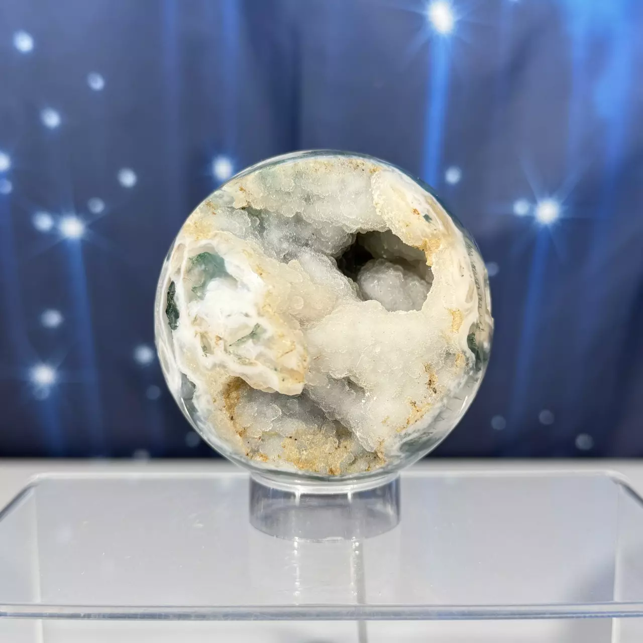 plant/Moss Agate sphere- 91b-0