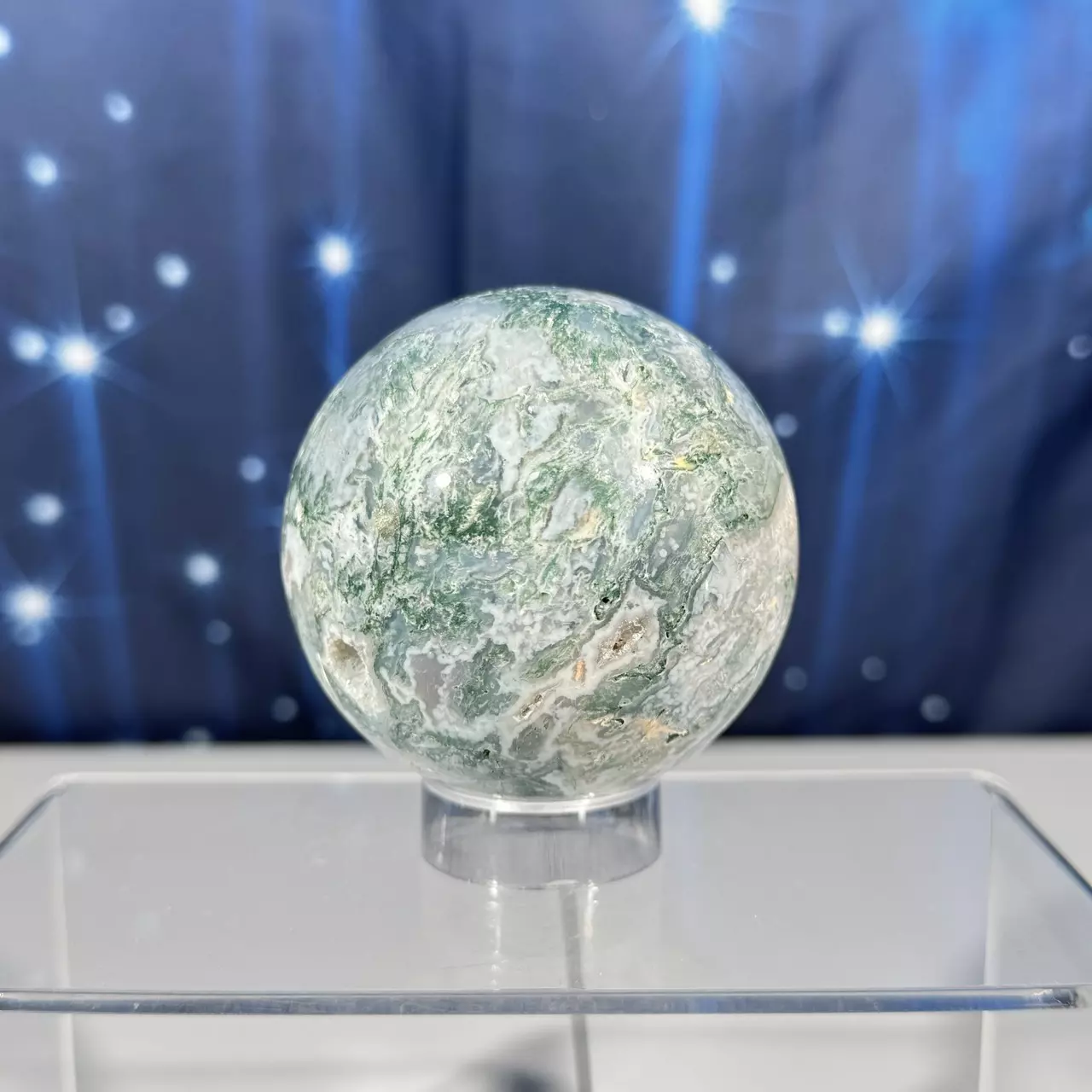plant/Moss Agate sphere- 77b-1