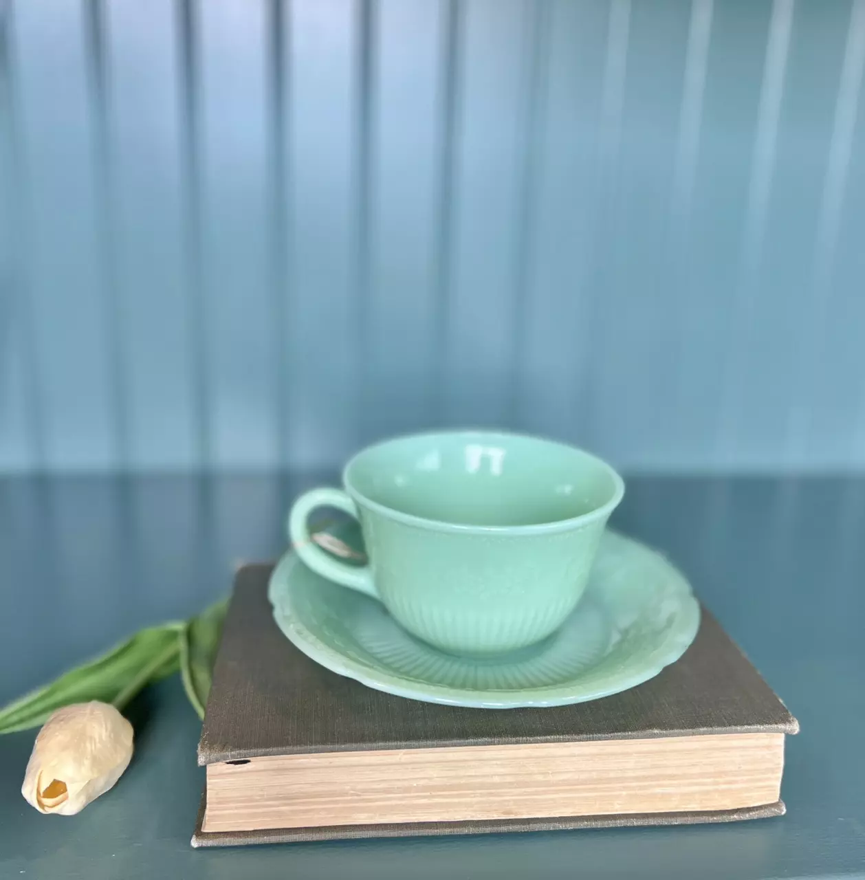 plant/Jadeite Tea Cup & Saucer Set-0