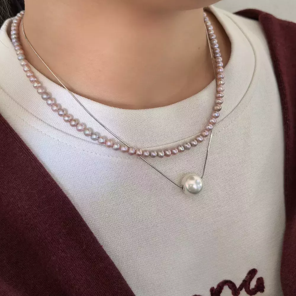 plant/S925 double necklace no pearl including -0