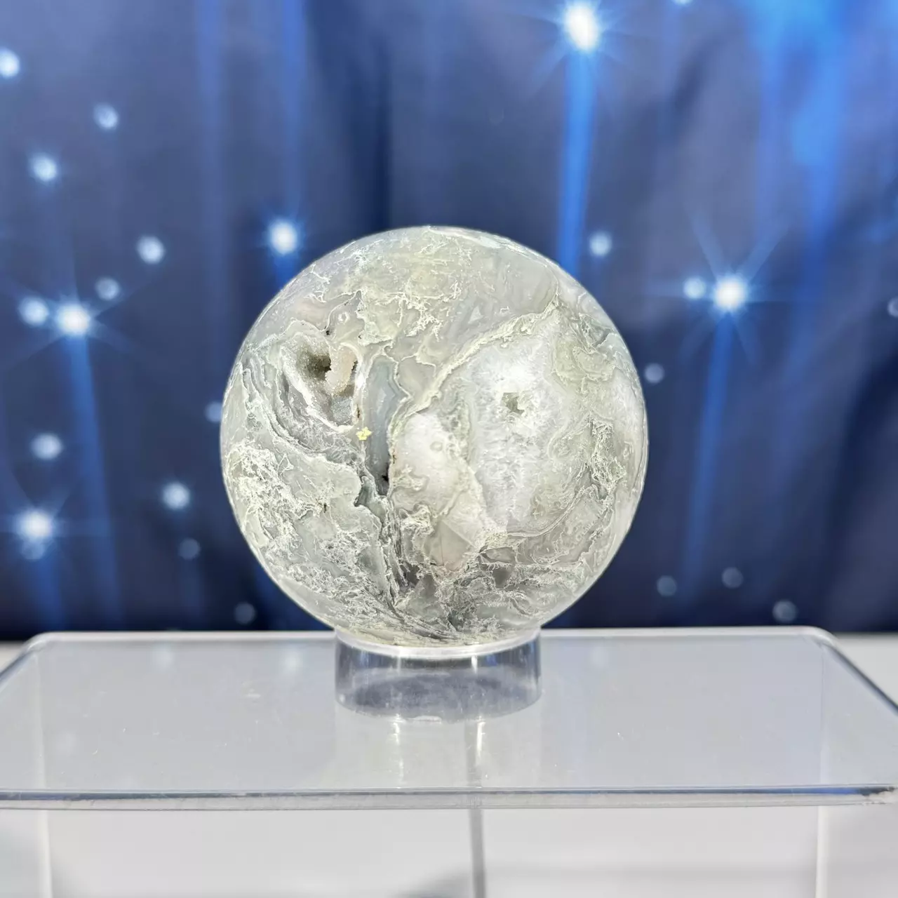 plant/Moss Agate sphere- 85a-0
