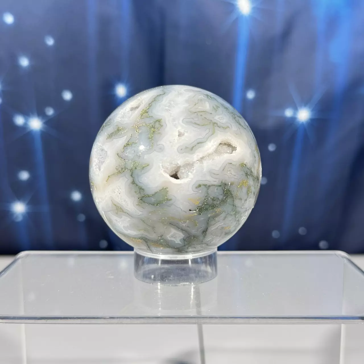 plant/Moss Agate sphere- 76c-0