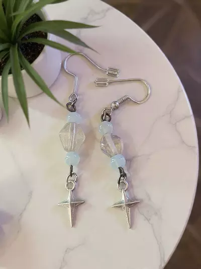 plant/pink and blue vintage star earrings-0-thumbnail