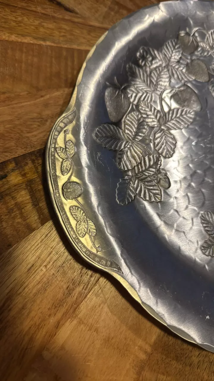 plant/Hand Wrought Aluminum Tray-1
