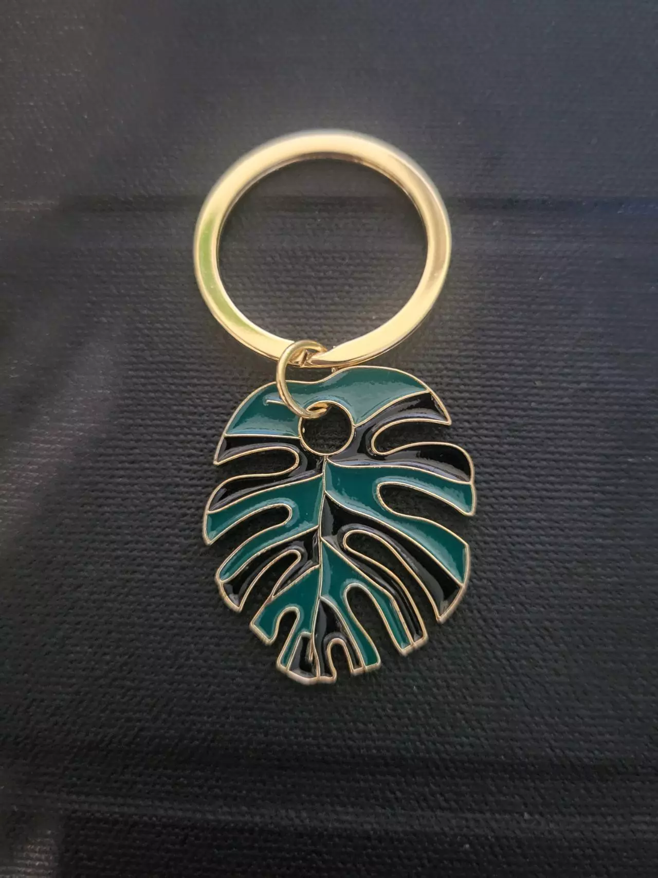 plant/Brass monstera keychain-0