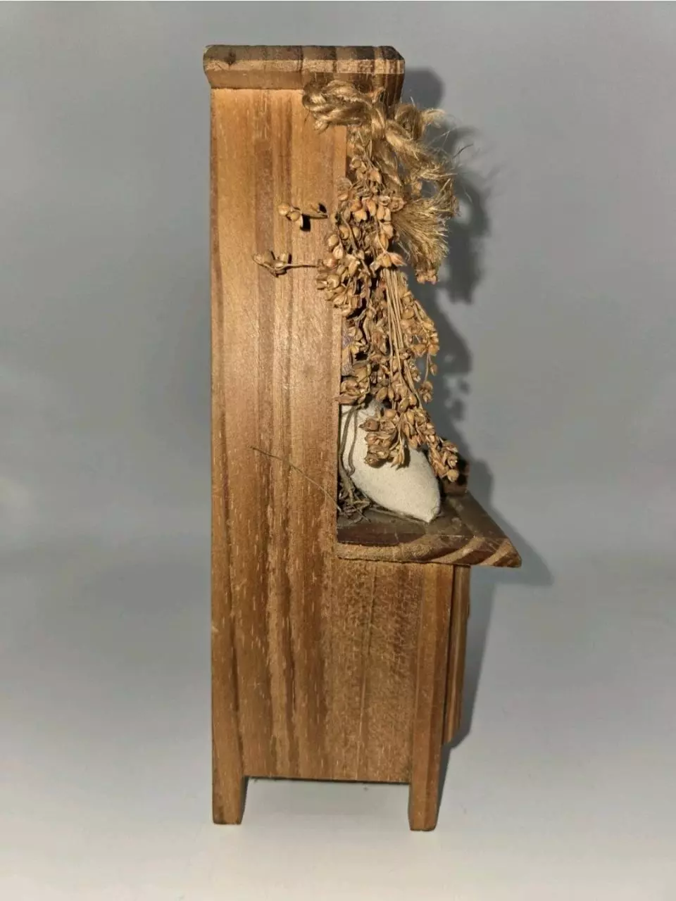 plant/Vintage Dollhouse Miniature Wood Pantry Cupboard Seed Stand 8"-1