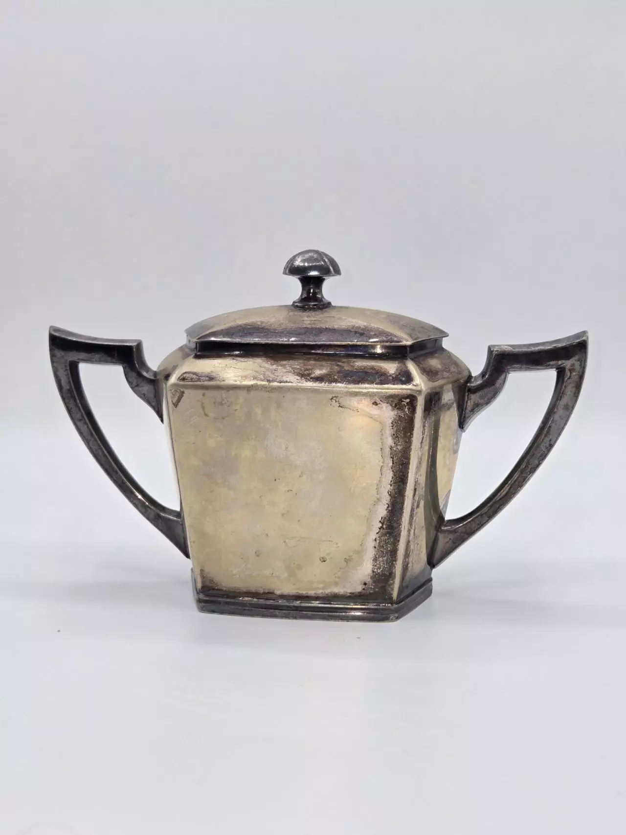 plant/Sheffield Silverplate Lidded Sugar Bowl-1