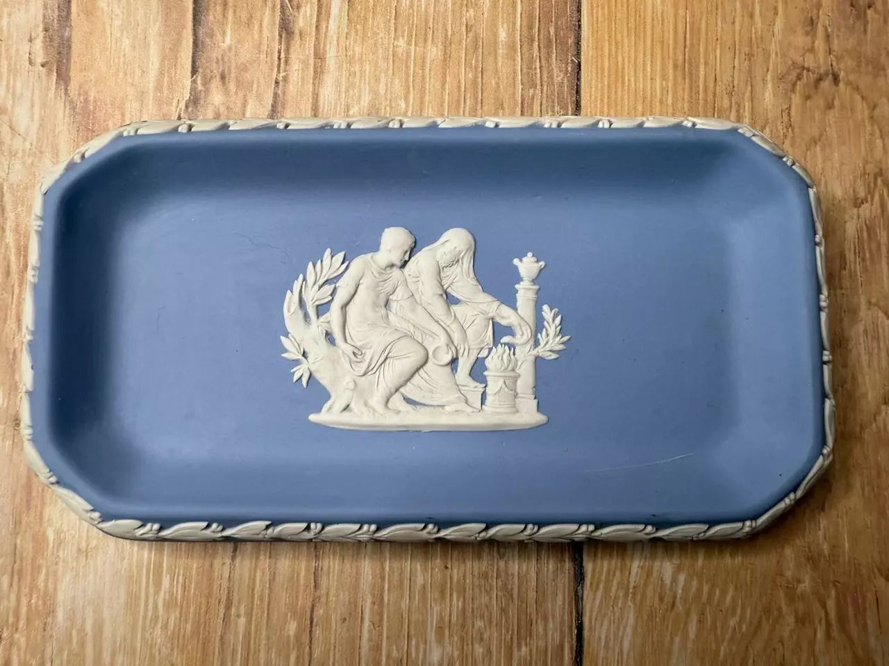 plant/#15 — Wedgwood Blue Jasperware Rectangular Tray — “The Dancing Hours” Motif-0