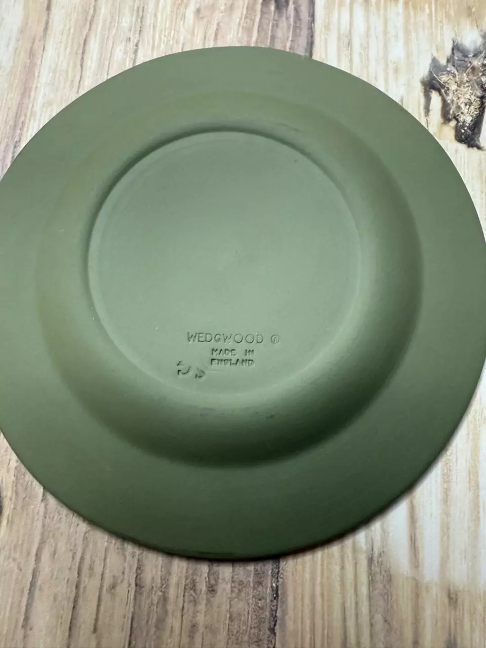 plant/#53 — Wedgwood Sage Green Jasperware Ashtray w/ Classical Scene & Grapevine Box-1