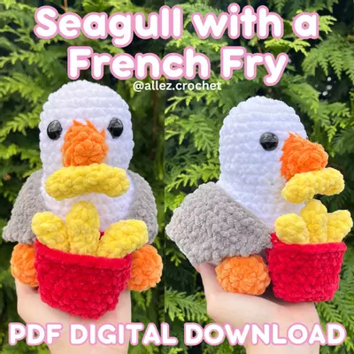 plant/🍟PDF CROCHET PATTERN: Seagull with a French Fry (NOT a physical product!)-0-thumbnail
