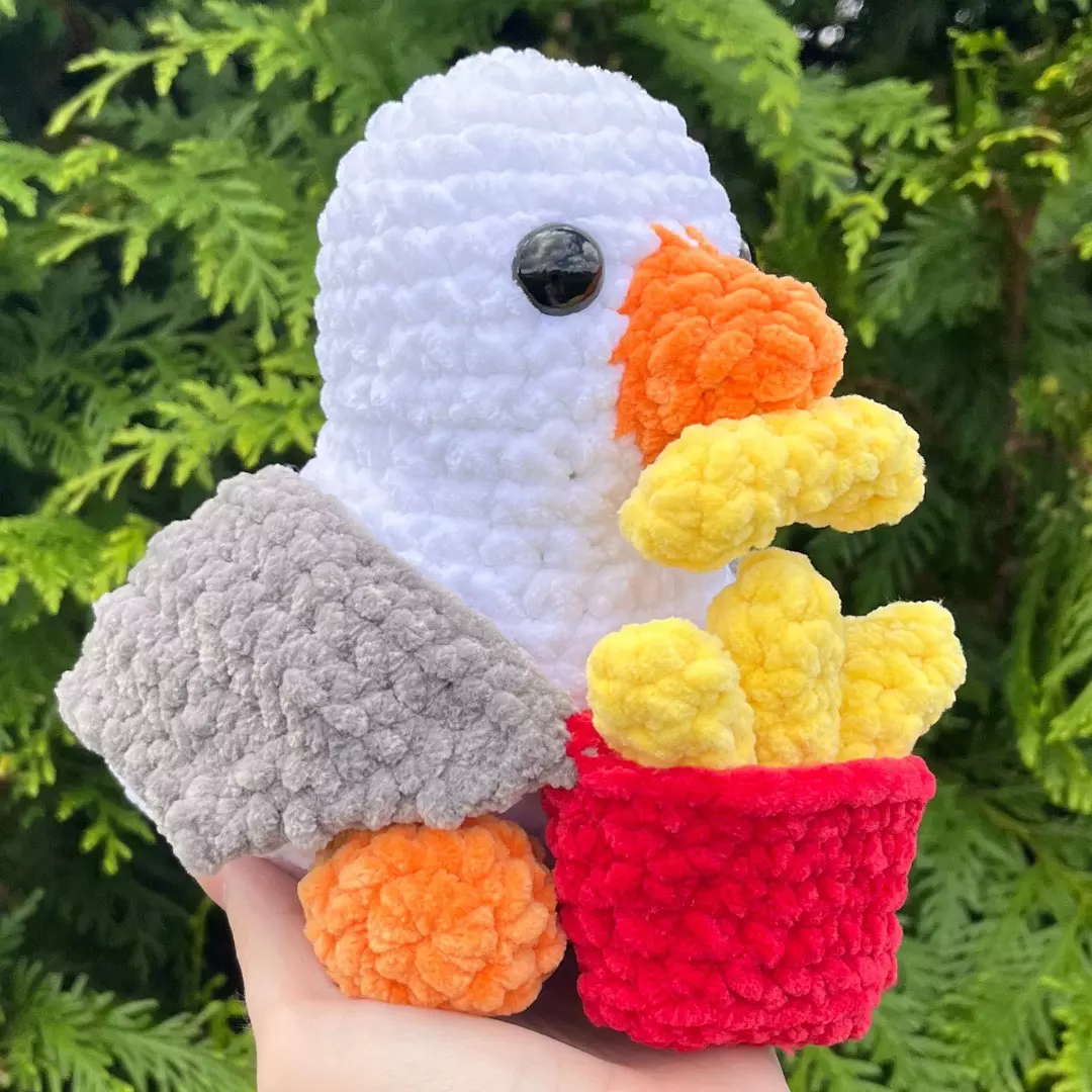 plant/🍟PDF CROCHET PATTERN: Seagull with a French Fry (NOT a physical product!)-5