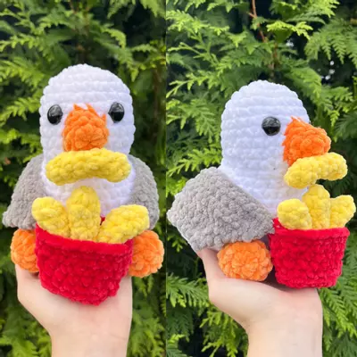 plant/🍟PDF CROCHET PATTERN: Seagull with a French Fry (NOT a physical product!)-1-thumbnail
