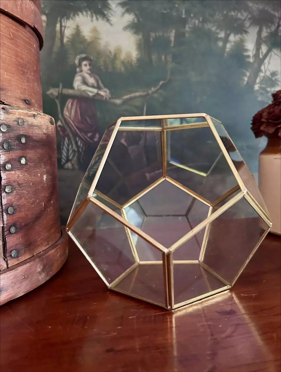plant/Vintage Geometric Glass Display Box-3