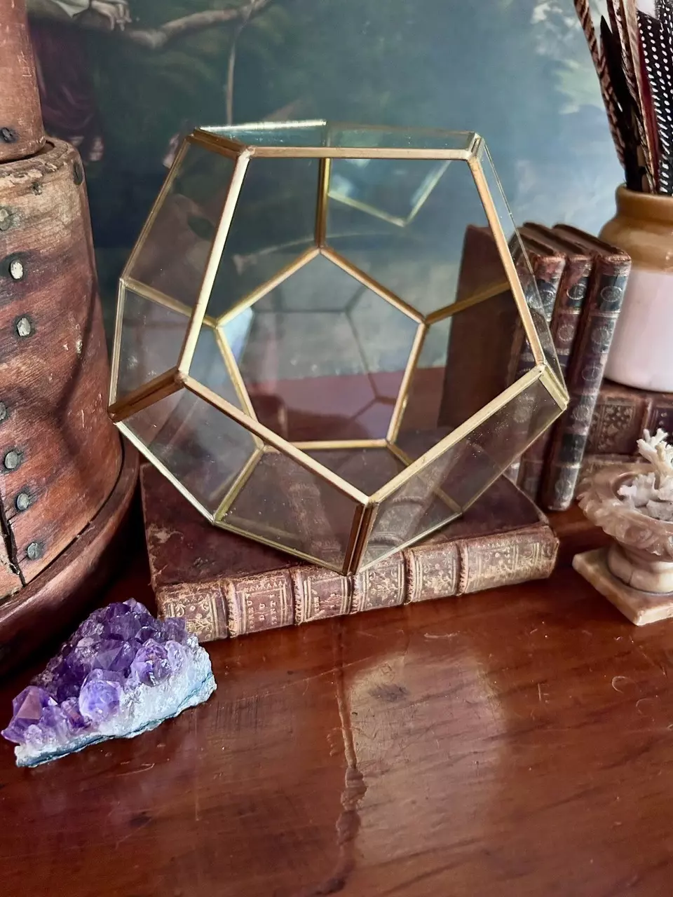 plant/Vintage Geometric Glass Display Box-1