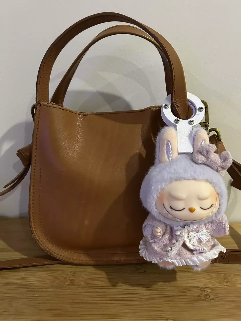 plant/White Plush pendant keyring tag protector-2