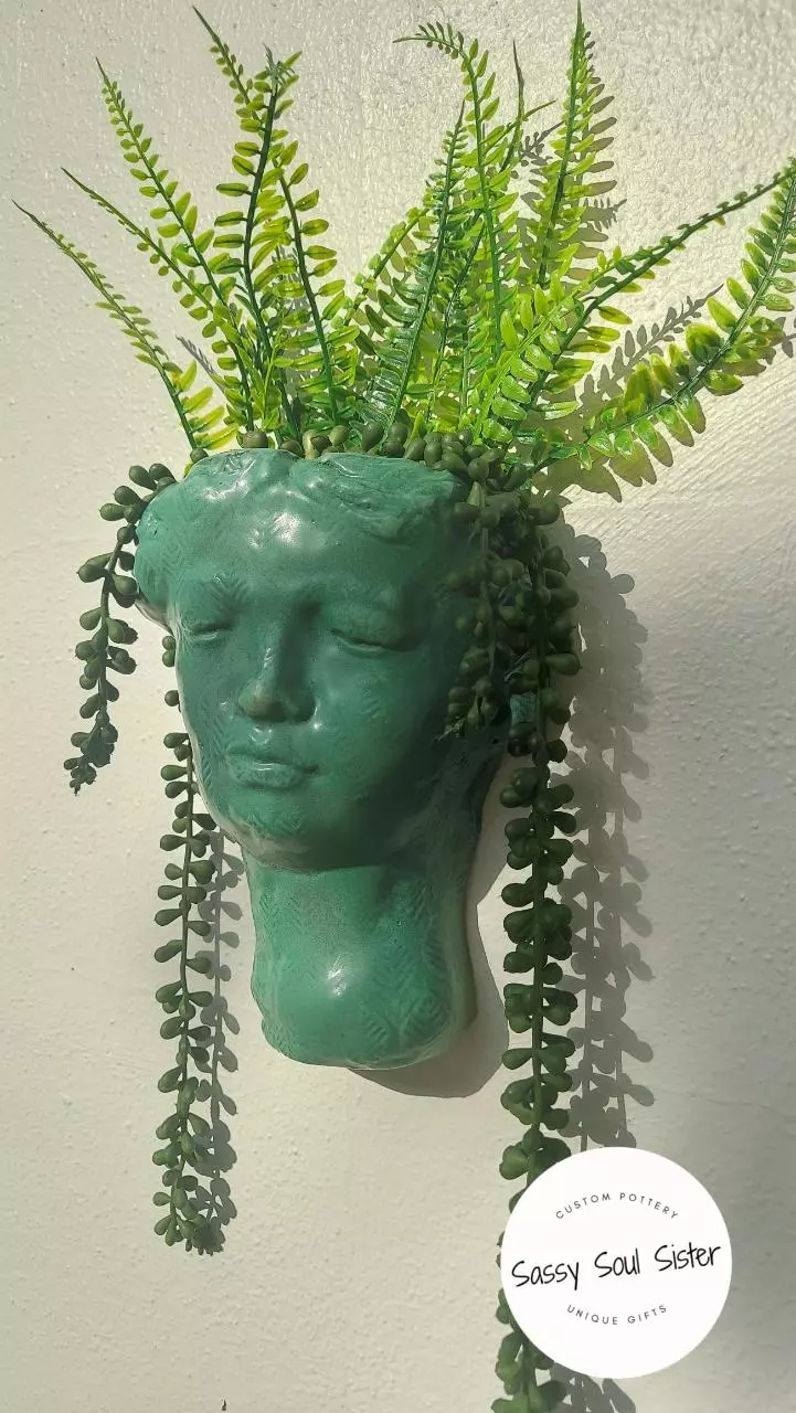 plant/NEW! Aphrodite, Sassy Soul Sister, Ceramic Wall Planter,  Unique Gift, Handmade-0