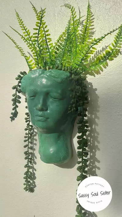 plant/NEW! Aphrodite, Sassy Soul Sister, Ceramic Wall Planter,  Unique Gift, Handmade-0-thumbnail