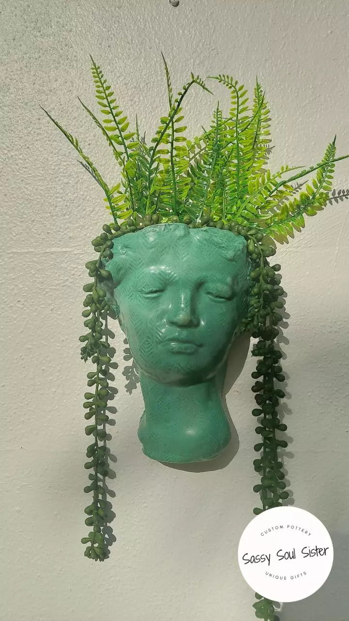 plant/NEW! Aphrodite, Sassy Soul Sister, Ceramic Wall Planter,  Unique Gift, Handmade-2