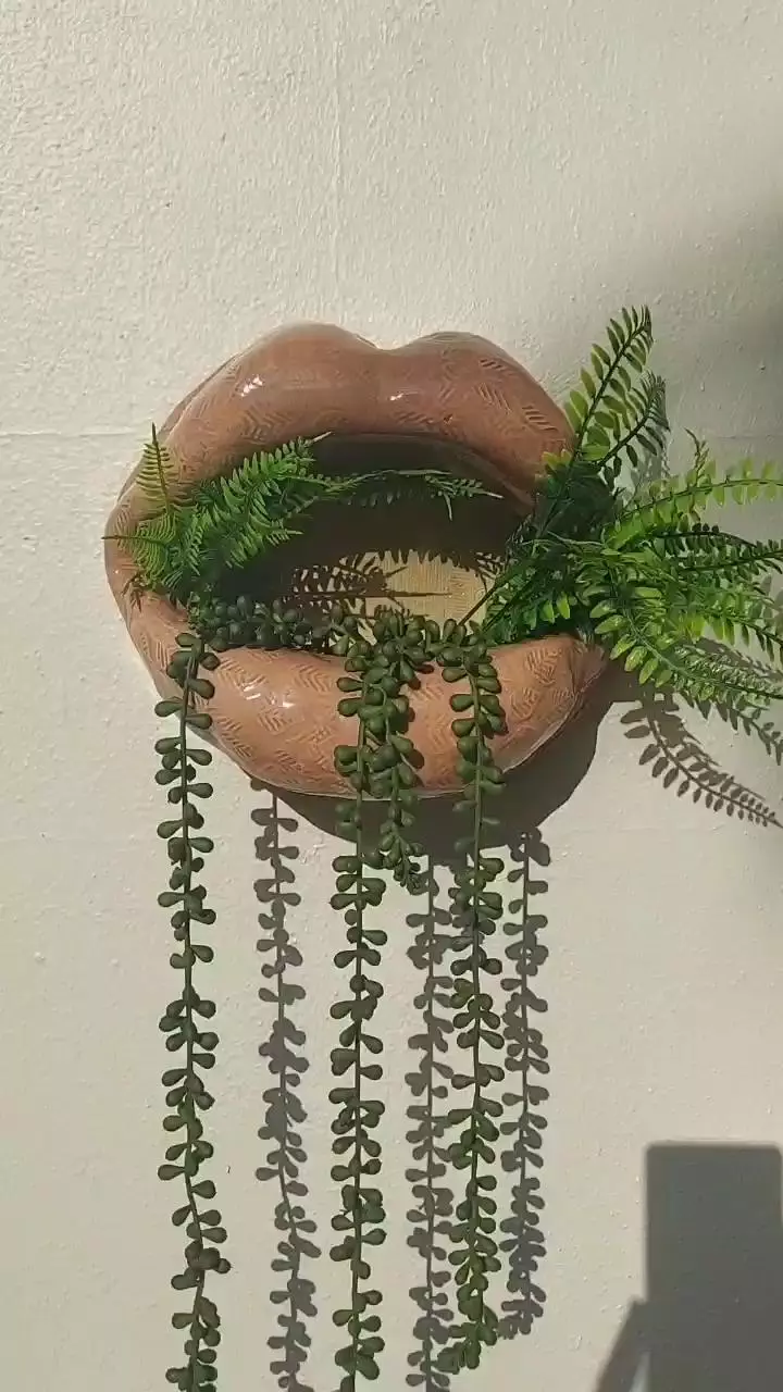 plant/NEW! Lips Planter, Sassy Soul Sister, Ceramic Wall Planter,  Unique Gift-3
